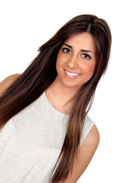 Atraktivní dívka s dlouhými vlasy — Stock fotografie