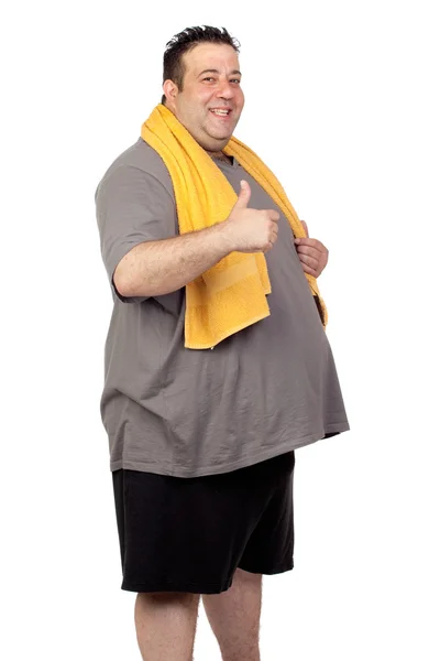 Fat man playing sport — Stock Photo, Image