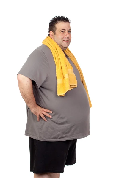 Hombre gordo jugando deporte —  Fotos de Stock