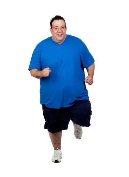 Tlustý muž běží — Stock fotografie