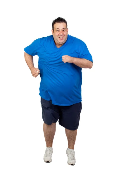Fat man running — Stock Photo, Image