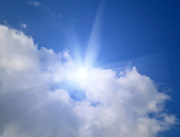 stock image Blue sky,clouds and sun