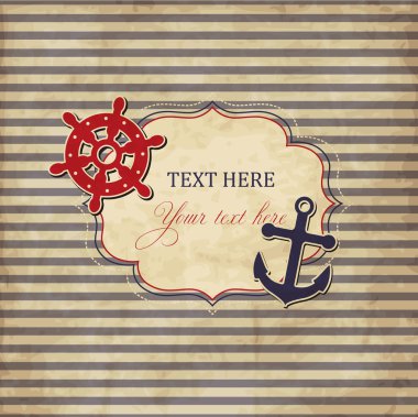 Vintage scrap nautical card with frame clipart