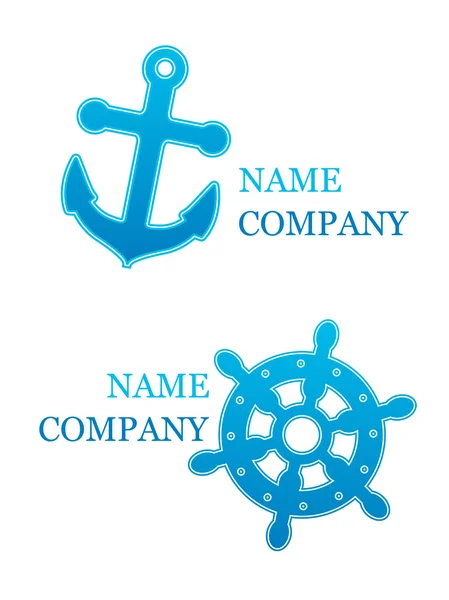 Nautical icons with anchor and wheel — Stock Vector