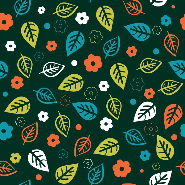 Naadloos patroon met bloemen en bladeren — Stockvector