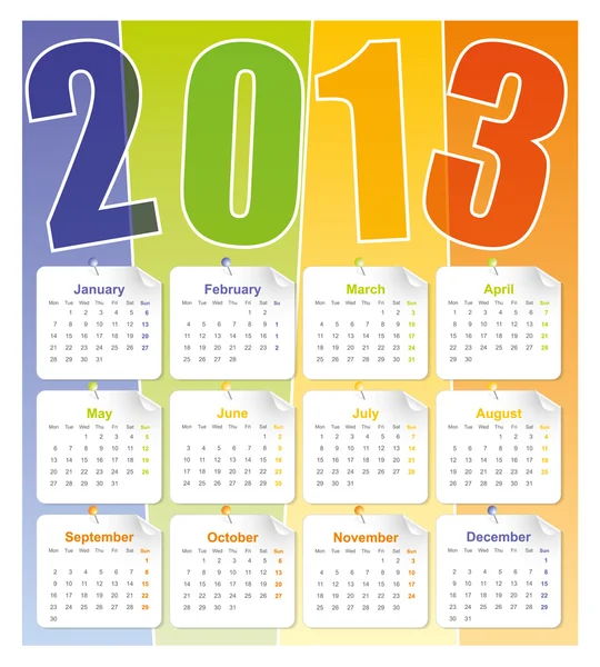 Kalenderraster 2013 — Stockvektor