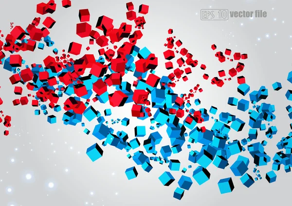 Giro caótico abstracto 3D de cubos de colores — Archivo Imágenes Vectoriales