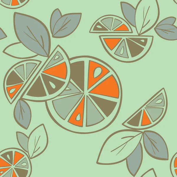 Citrus seamless pattern on a green background — Stock Vector