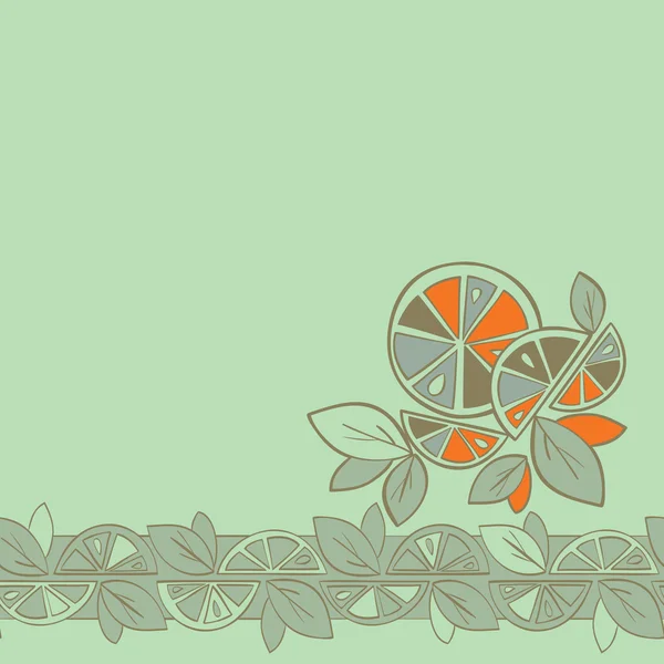 Citrusové bezešvé vzor na zeleném pozadí — Stockový vektor