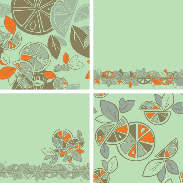 Modèle sans couture d'agrumes sur un fond vert — Image vectorielle