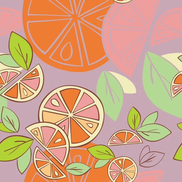 オレンジ柑橘類明るいシームレス パターン背景 — ストックベクタ