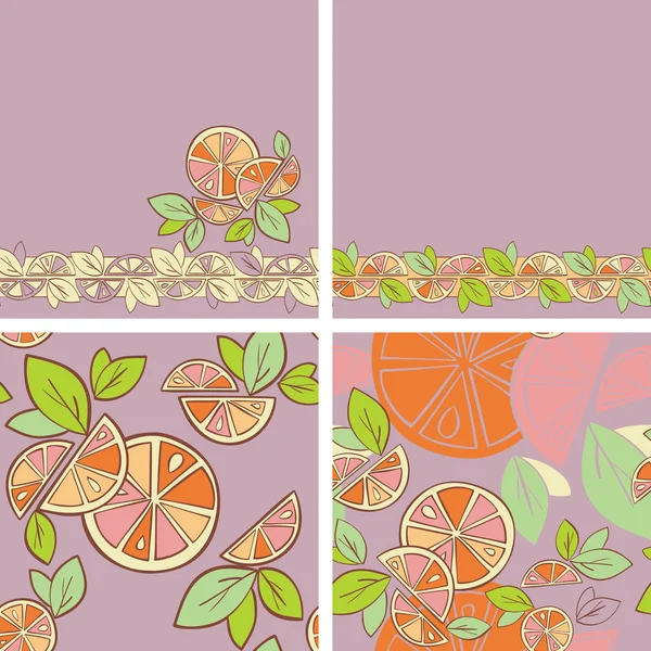 オレンジ柑橘類明るいシームレス パターン背景 — ストックベクタ
