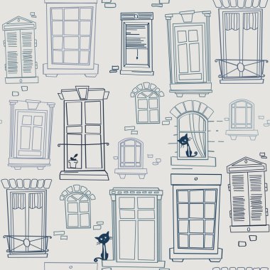 Illustration with windows, seamless pattern clipart