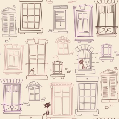 Illustration with windows, seamless pattern clipart