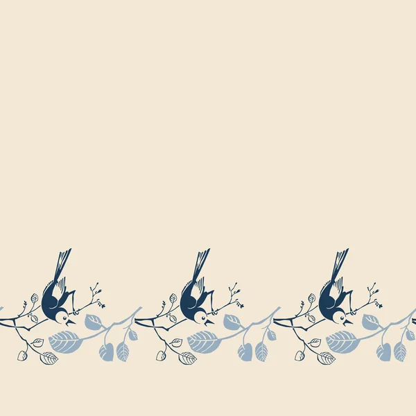 Modèle sans couture avec des branches et des oiseaux — Image vectorielle