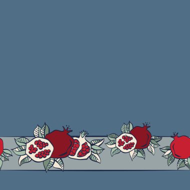 Pomegranates seamless background, Vector clipart