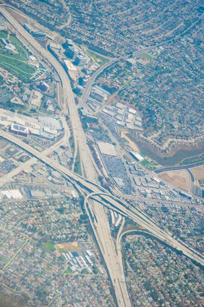 Veduta aerea di interscambio autostradale los angeles — Foto Stock