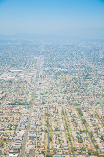 Los Ángeles en el centro, vista de pájaro en un día soleado —  Fotos de Stock