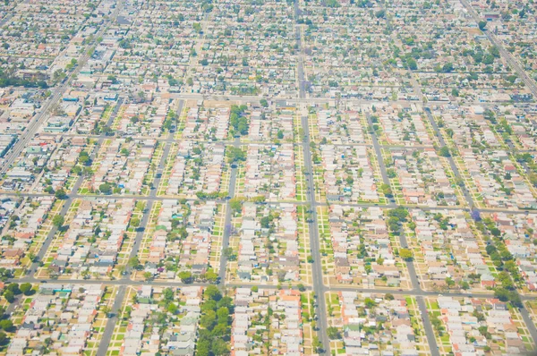 Los angeles downtown, pohled z ptačí perspektivy na slunečný den — Stock fotografie