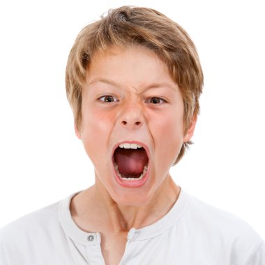 Boy shouting out loud. clipart