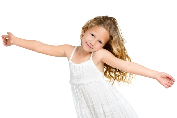 Cute gril with arms wide open. — Stock Photo, Image