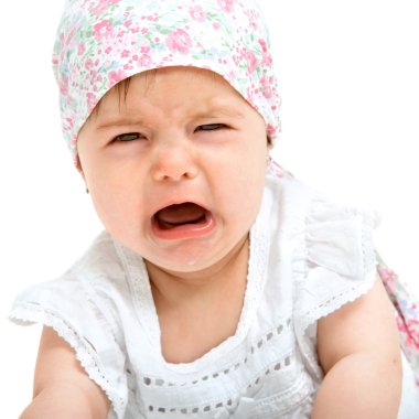 Close up of baby gril crying. clipart