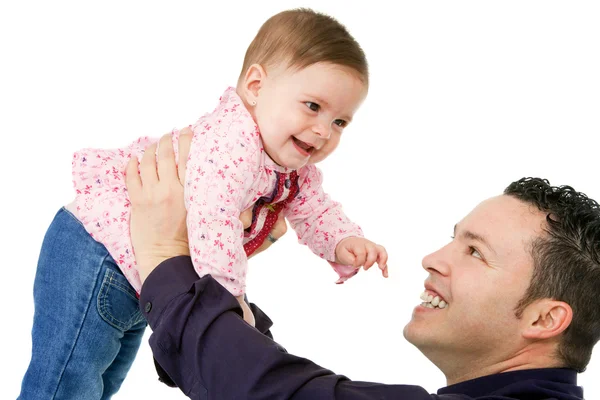 Vader en baby dochter spelen. — Stockfoto