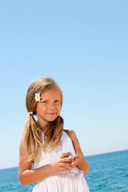 Close up portrait of sweet girl outdoors. clipart