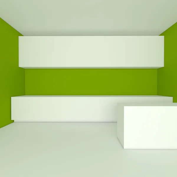 绿色厨房的房间 — 图库照片