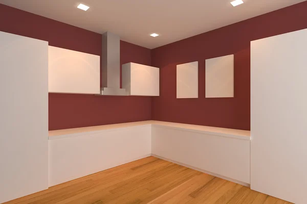 红色的厨房空间 — 图库照片
