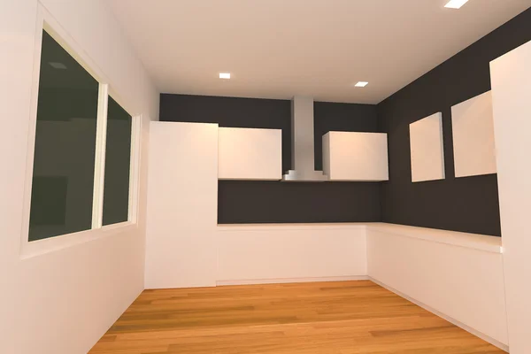 Белый и черный кухонный кабинет — стоковое фото