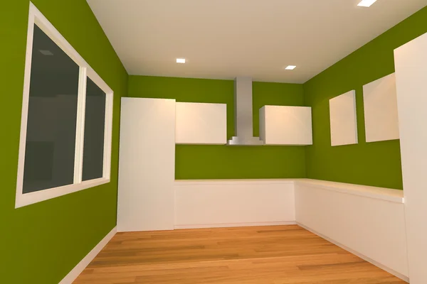 Groene keuken kamer — Stockfoto