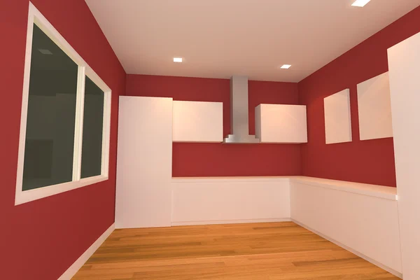 Sala de cozinha vermelha — Fotografia de Stock