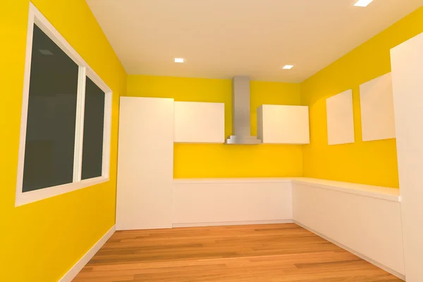 黄色的厨房空间 — 图库照片