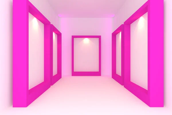 Marco rosa en la galería — Foto de Stock