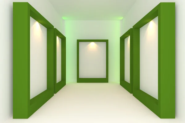 Grüner Rahmen in der Galerie — Stockfoto