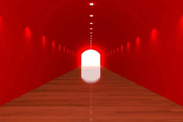 Túnel vermelho do quarto vazio — Fotografia de Stock