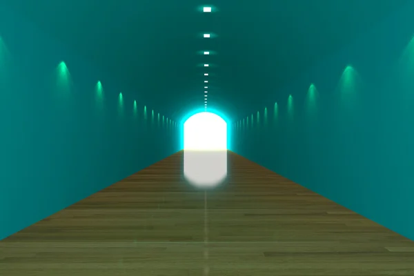 Pusty pokój niebieski tunelu — Zdjęcie stockowe