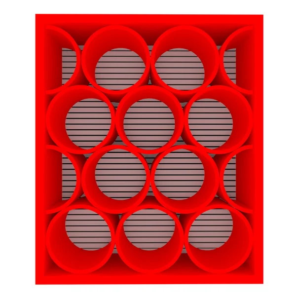 Prateleiras vermelhas vazias arredondadas — Fotografia de Stock