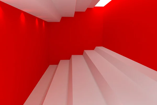 Abstracte interieur rendering met lege ruimte rode muur. — Stockfoto