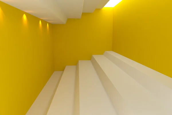 Abstract interior rendering with empty room yellow wall. — Stock Photo, Image