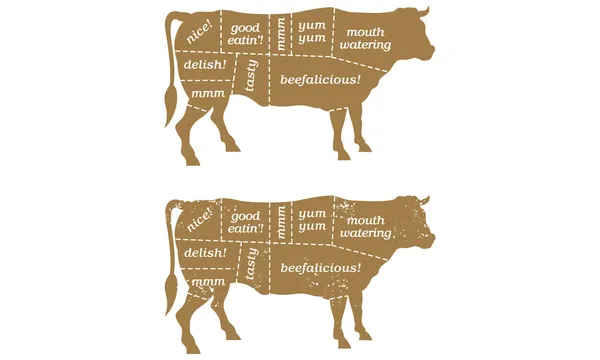 Barbecue Cow Butcher’s Chart — Stock Vector