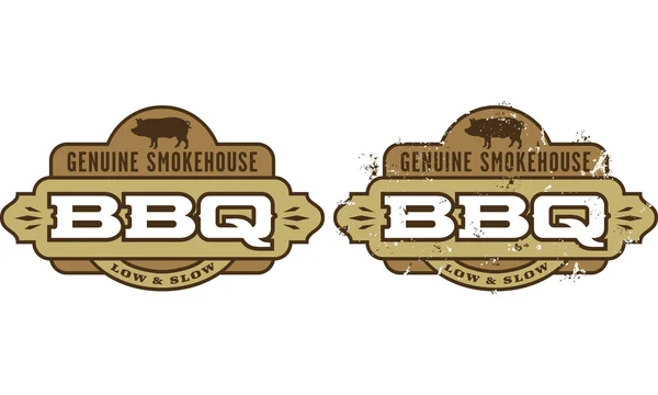 Simbolo genuino di barbecue Smokehouse — Vettoriale Stock
