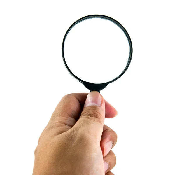 Human hand holding magnifying glass — Zdjęcie stockowe
