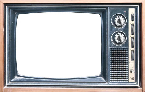 stock image Front view of retro TV with clipping path.