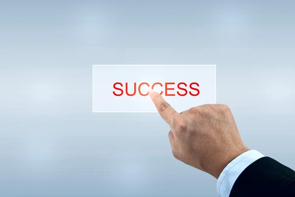 Businessman hand pushing SUCCESS button — Stock Photo, Image