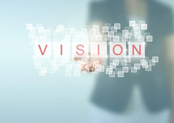Vision ord på business kvinna hand — Stockfoto