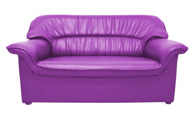 A modern purple leather sofa isolated on the white with clipping path clipart