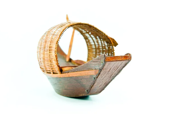 Wooden boat model on a white background — Stock Photo, Image