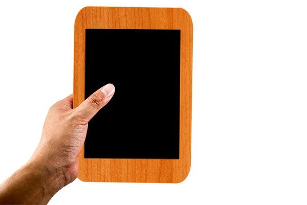 Hand holding a blank blackboard — Stock Photo, Image